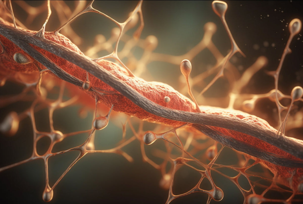 Close-up of interconnected neural networks and synapses in brain tissue.