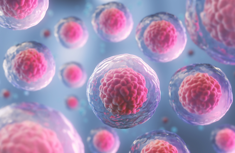 Close-up of human cells, illustrating biology in a vibrant 3D representation.