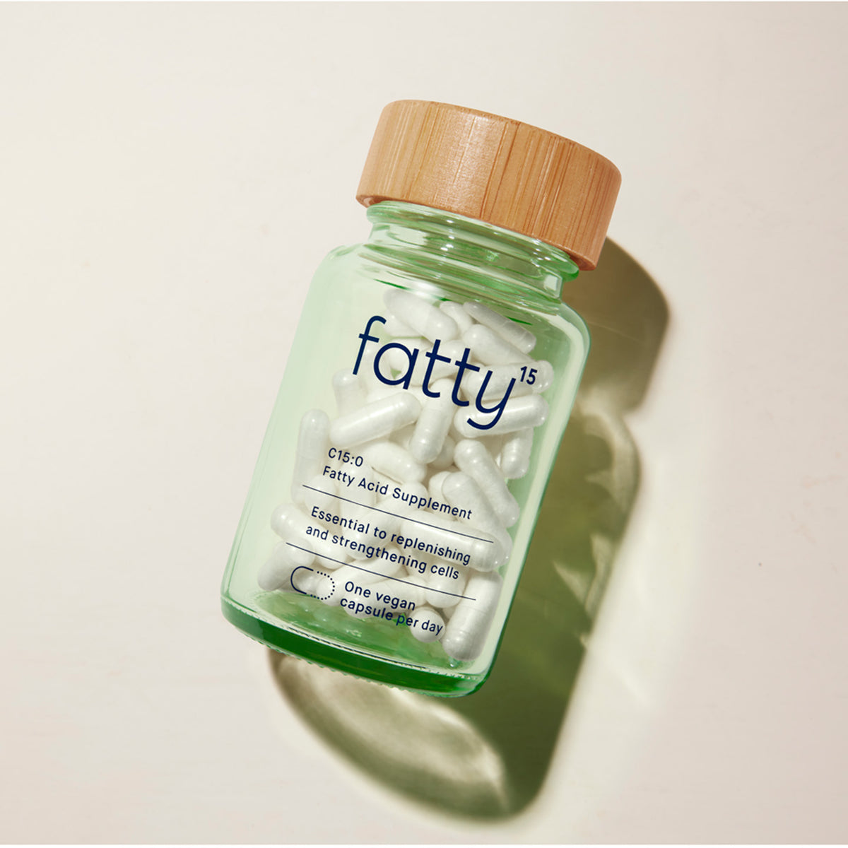 Fatty15's C15 supplement bottle on white background.
