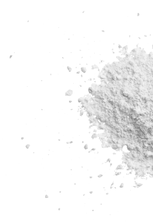 White powder on a black background.