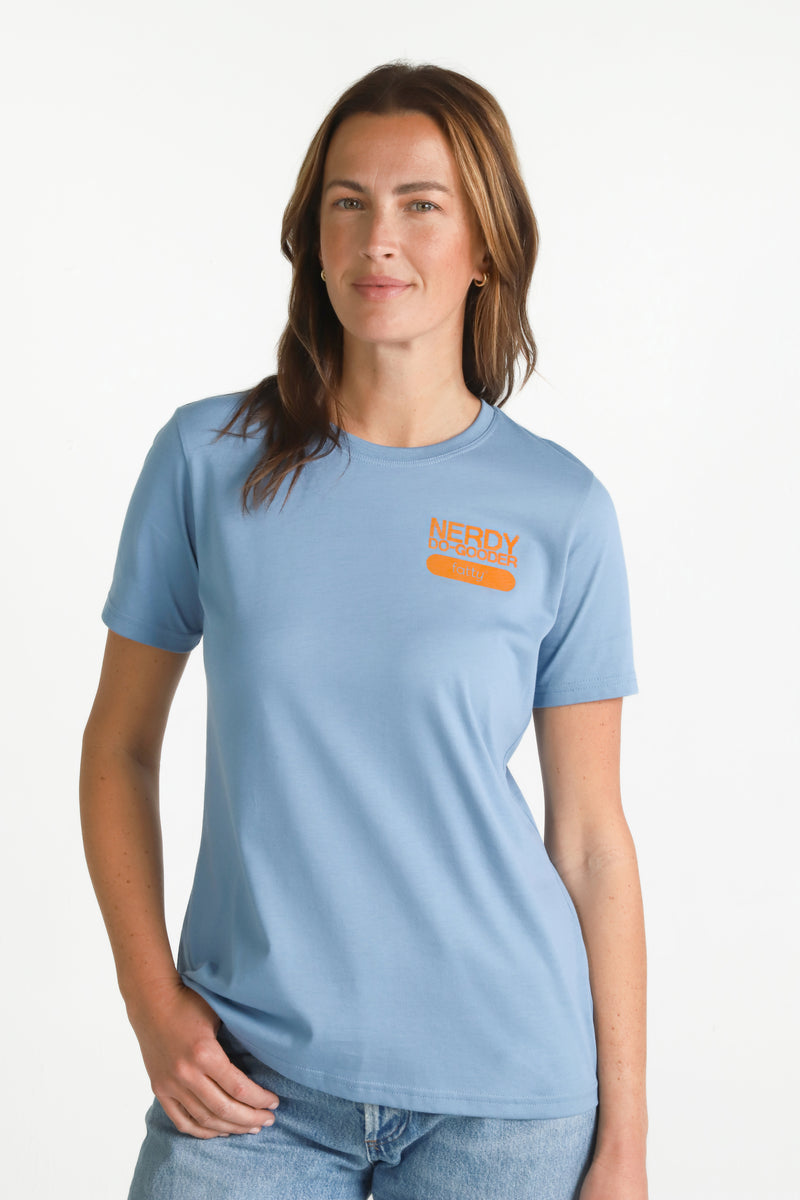 Nerdy Do-Gooder T-Shirt (Cloudy Blue, Women's)