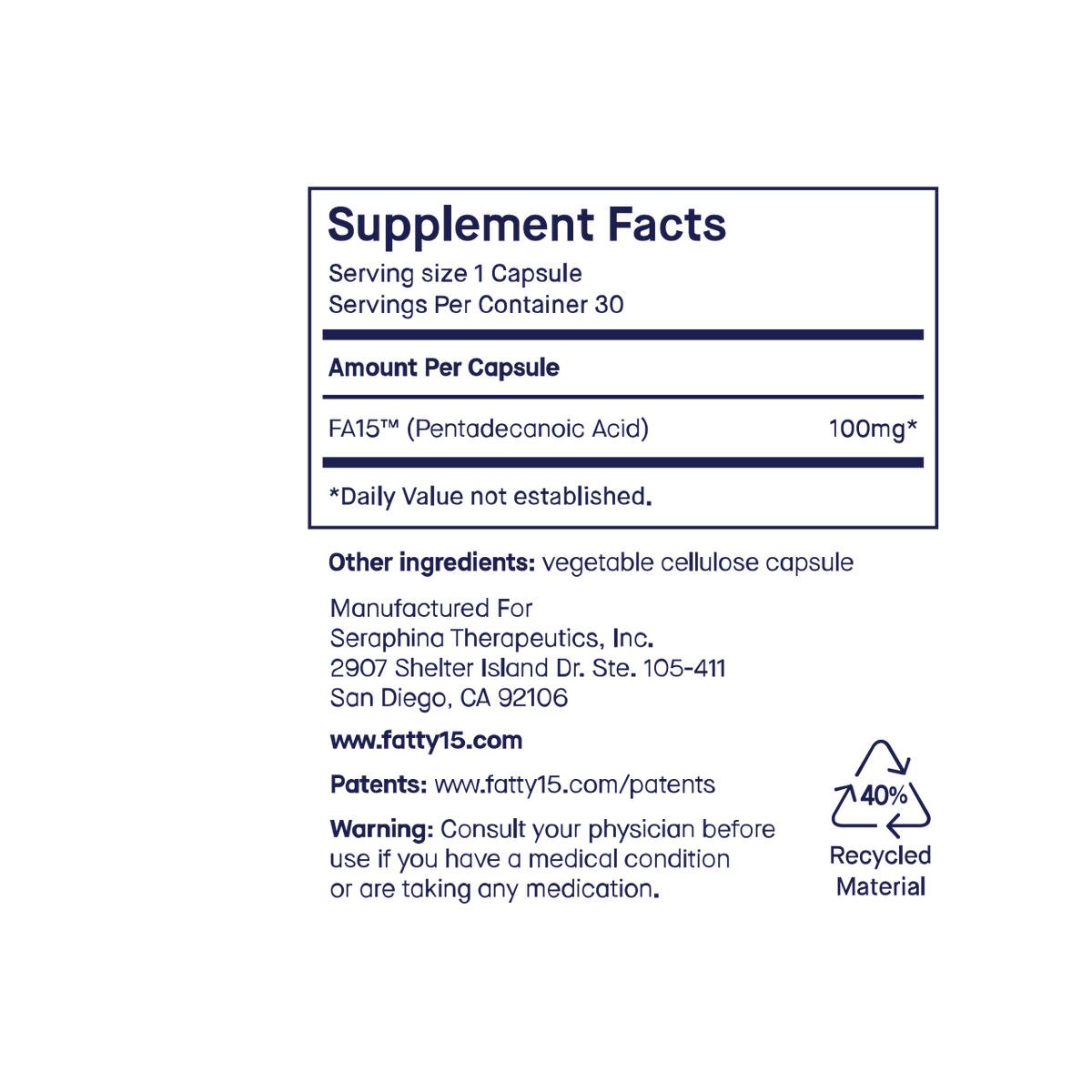 Pentadecanoic Acid Supplement | C15:0 | fatty15